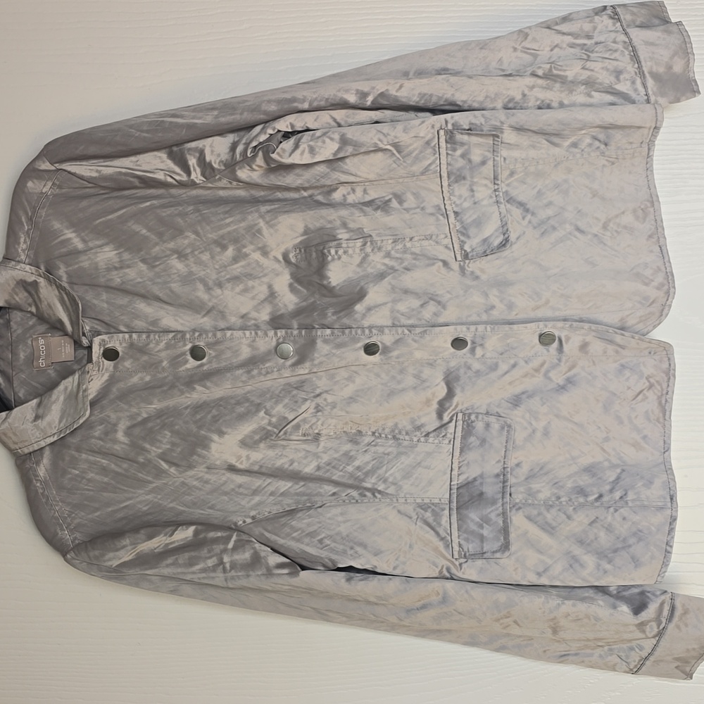 NWT Chicos Silver Metalic jacket